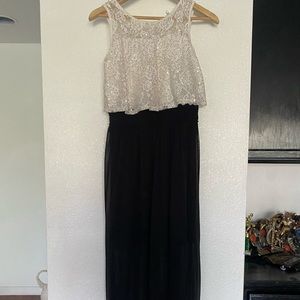 White and black long dress